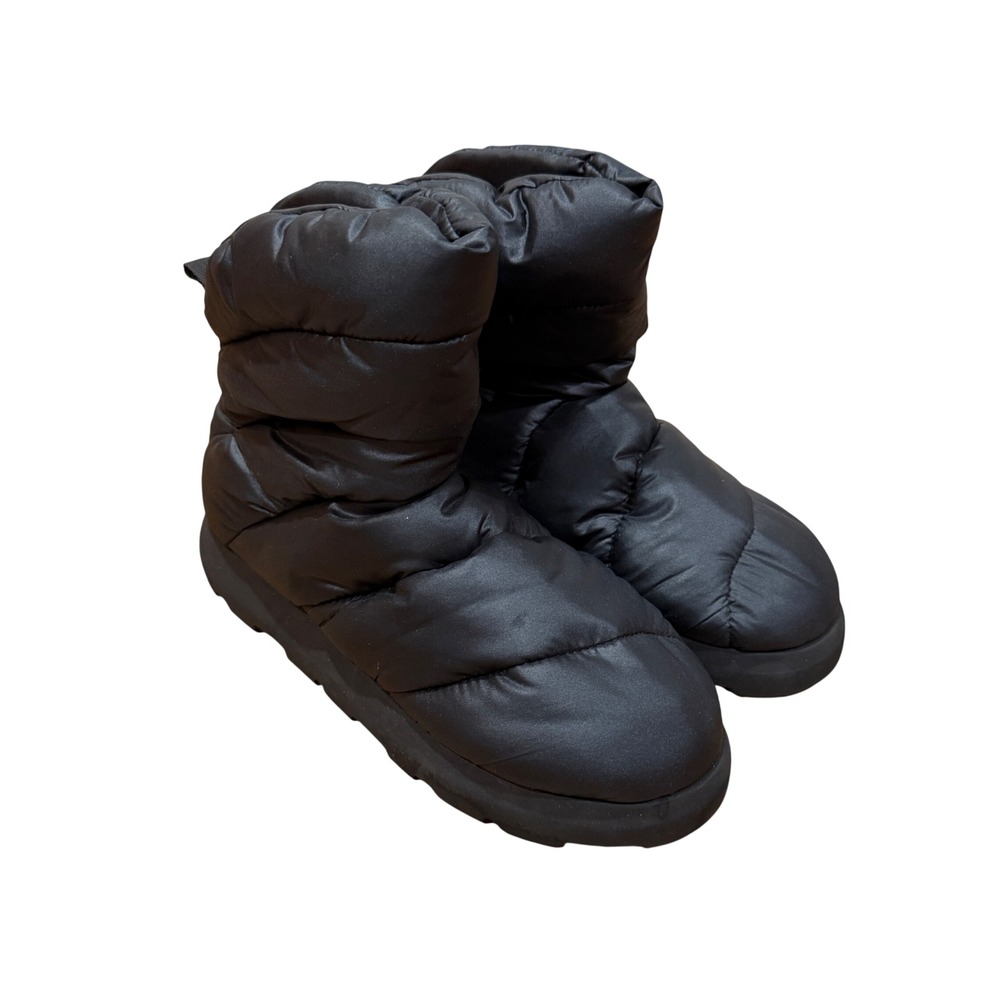 PIUMESTUDIO Luna Padded Ankle Boots Black Quilted Nylon Puffer Sz 37 US 7